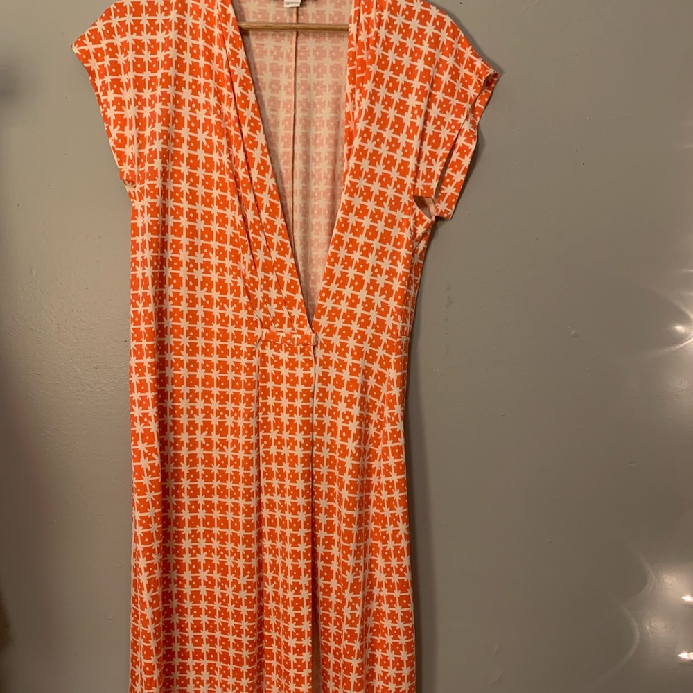 Diane Von Furstenberg Orange Wrap Dress Size 12